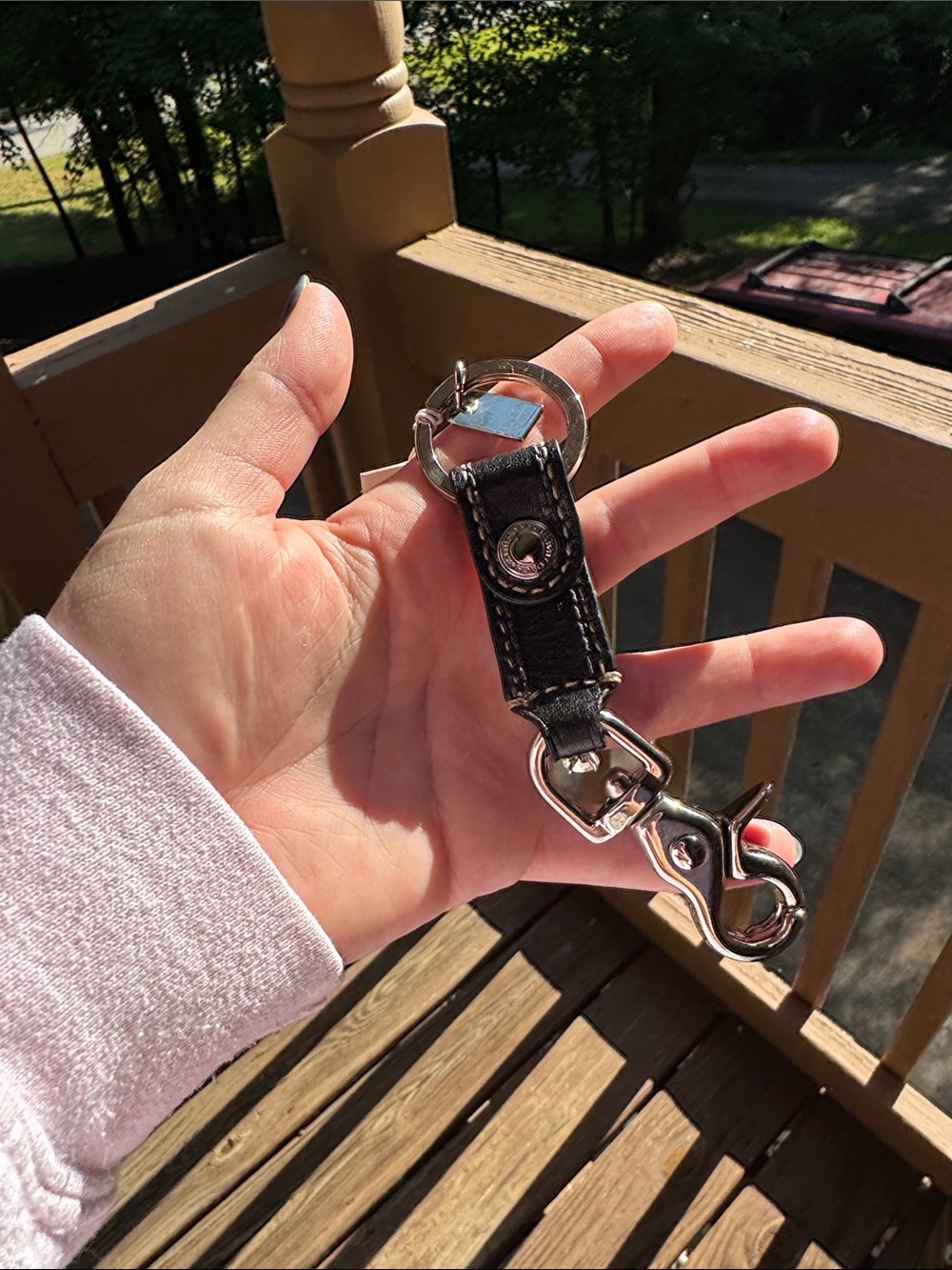 Coach Black Leather Keychain with Silver Hardware - Picture 3 of 3
